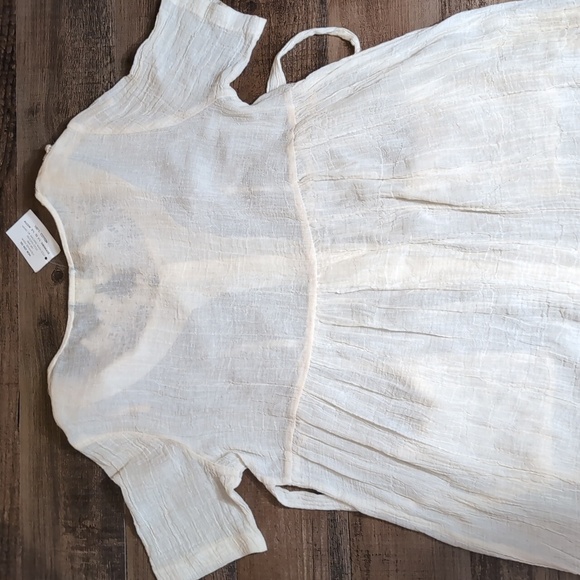 Vintage Mayvens of California Gauze Cotton Ivory Tunic Button Down Dress Size 16 - Picture 11 of 15